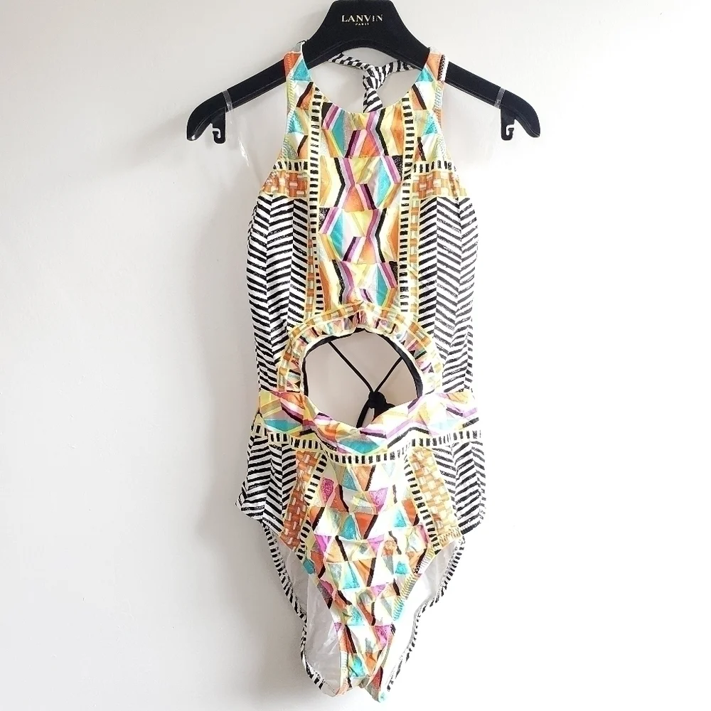 New Trina Turk Brasilia High Neck Swimsuit Size 10 / Large